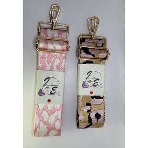 Pink 2" Wide Pair Adjustable Replacement Purse Crossbody Strap w/Gold Hardware